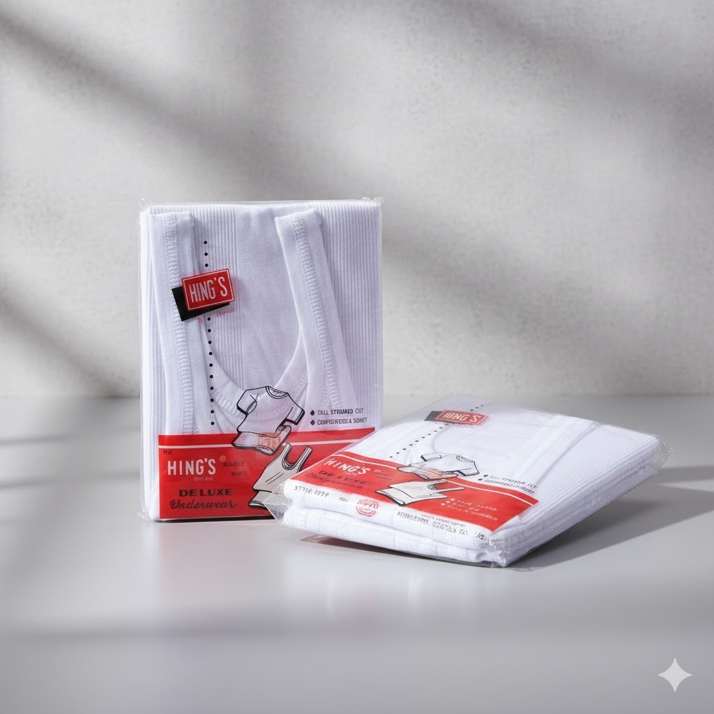 เสื้อกล้ามผู้ชาย Hings 123B พร้อมแพ็ค (3 ชิ้น) | กางเกงชั้นในชาย Hings Classic 123B ไซส์ 32-42 | HIN