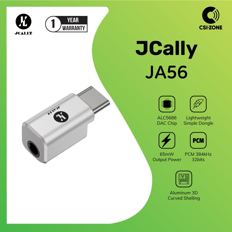 JCALLY JA56 ALC5686 อะแดปเตอร์ดองเกิลแบบพกพา USB DAC / AMP