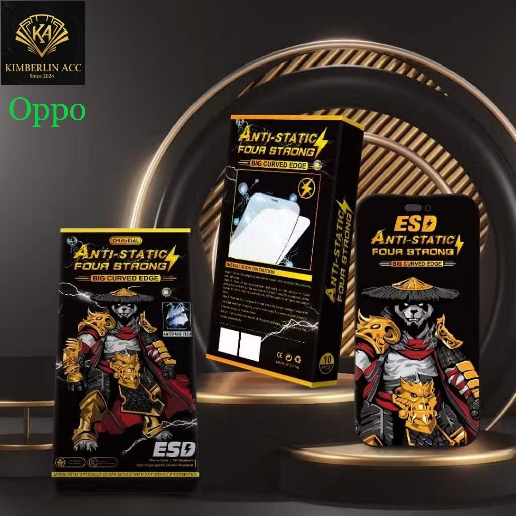 TEMPERED GLASS PANDA PREMIUM CLEAR/CLEAR ESD ANTI STATIC OPPO A1 A3 A5 A6 A7 A9 A15 A16 A17 A18 A31 