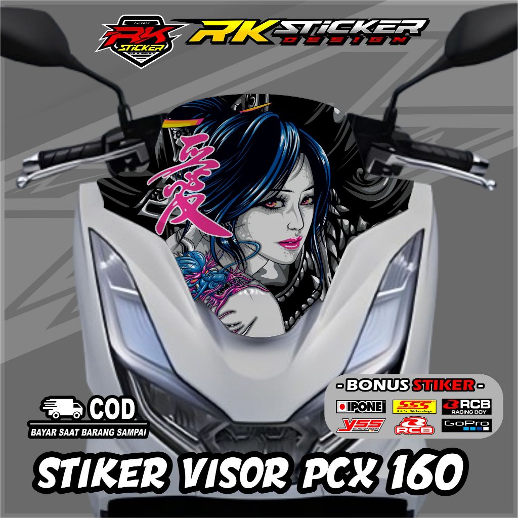 2021 PCX 160 Visor Sticker - Winshield Shield Visor Sticker - Custom สามารถใช้ภาพของคุณเอง RK.01
