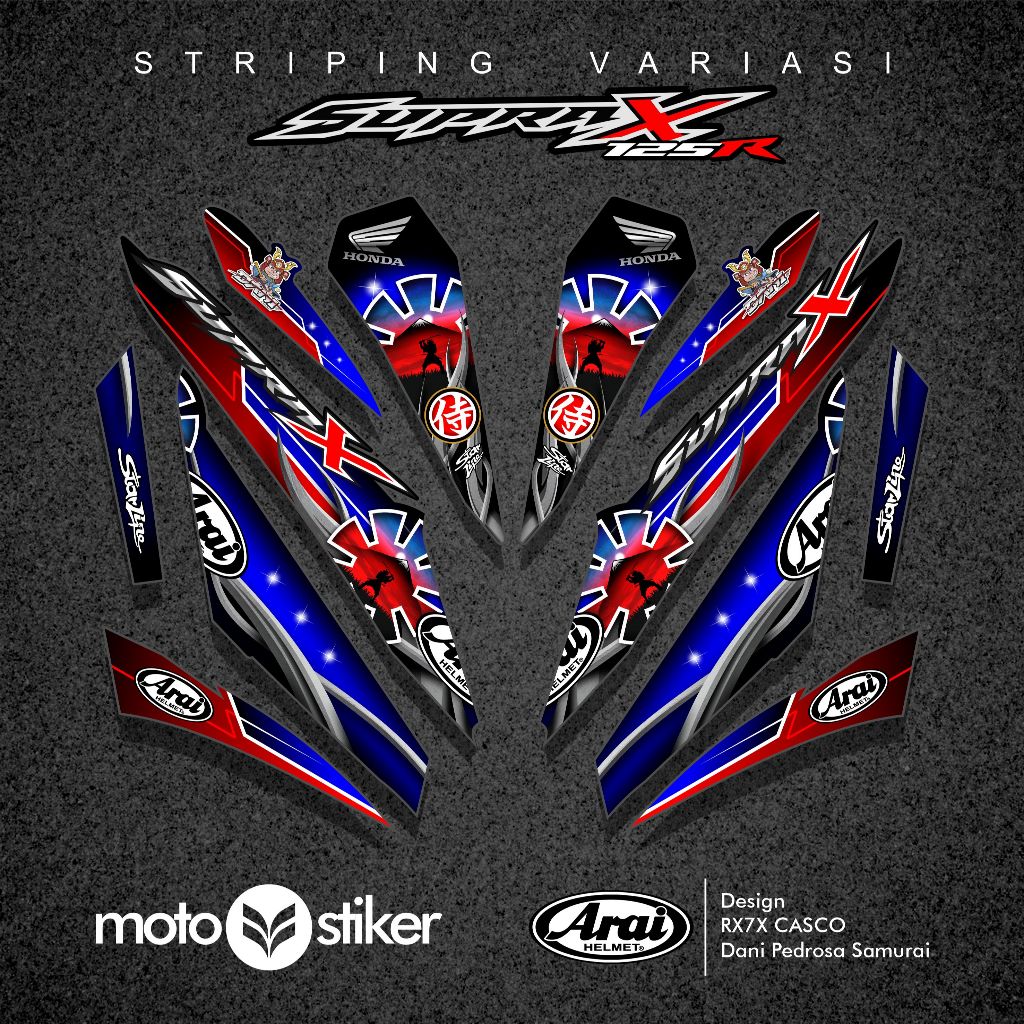 HONDA SUPRA X 125 CARBON / BATMAN / MT 4 / SUPRA 125 OLD CARBON / ARAI MOTIF สติ๊กเกอร์แถบตัวแปร