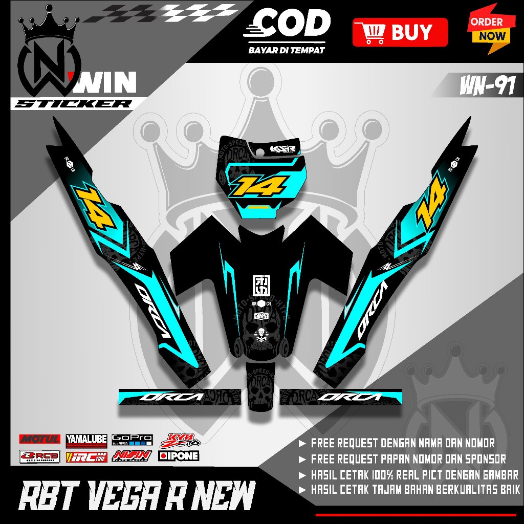 Decal สติกเกอร์ RBT VEGA R ใหม่สติกเกอร์ Variation Striping Bebek Modif BRT GTX Trill Supermoto Trab