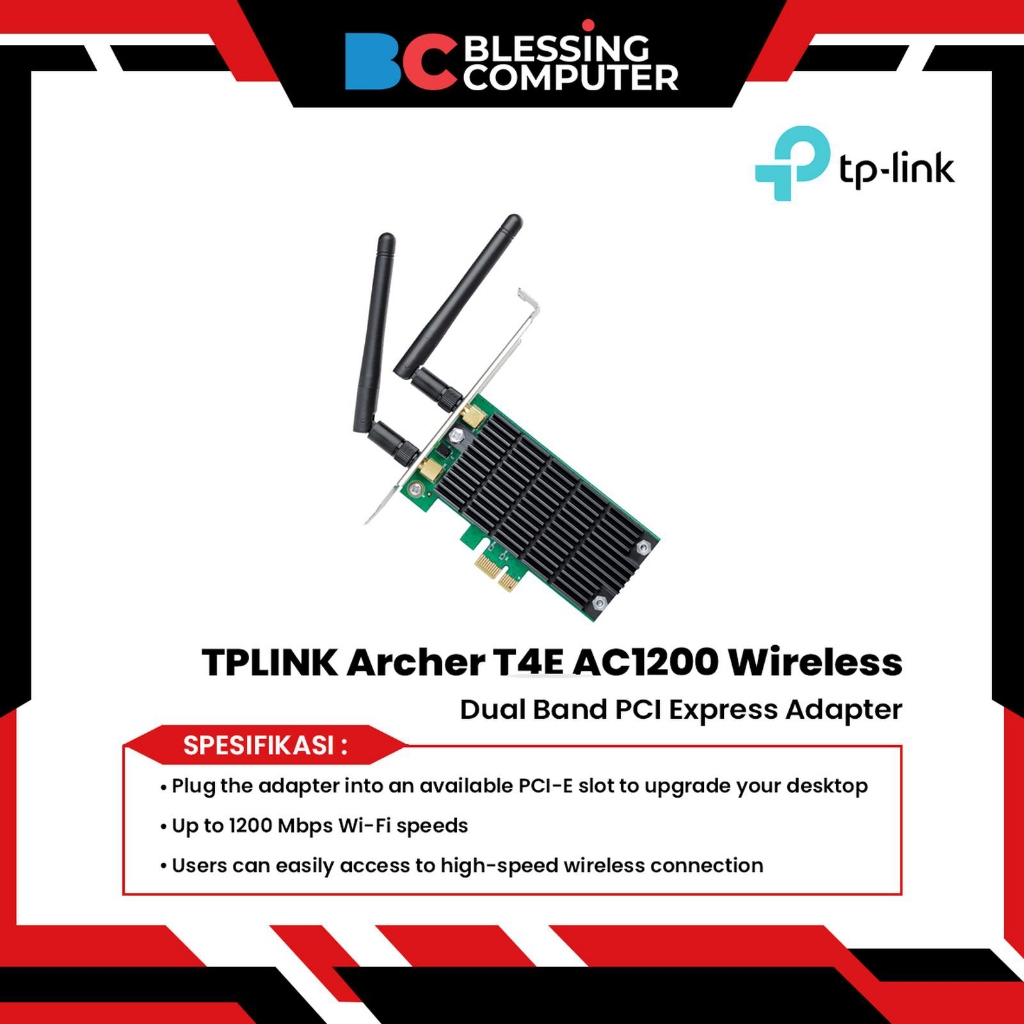 TPLINK Archer T4E AC1200 อะแดปเตอร์ PCI Express ดูอัลแบนด์ไร้สาย