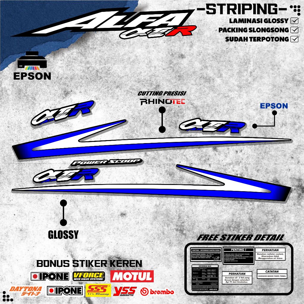 Yamaha ALFA Motorcycle Striping Alty Cut Waterproof Simple (AF 05)