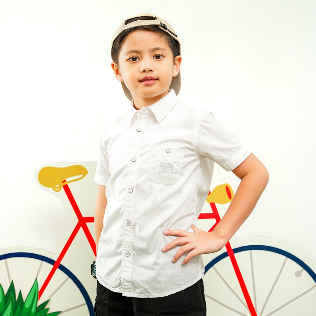 KEMEJA Cressida Kids Boy เสื้อเชิ้ตแขนสั้นสีขาว - 1EB121P