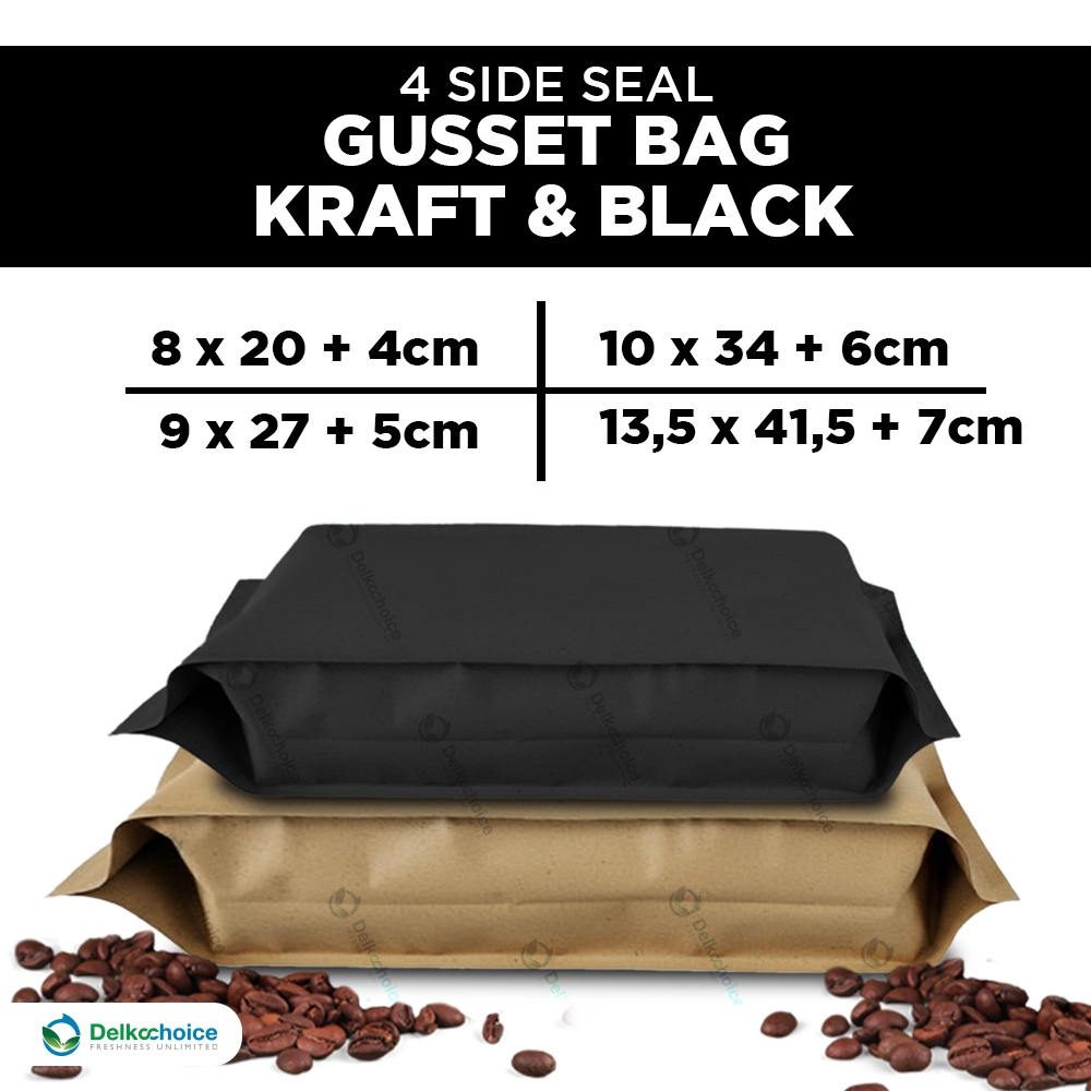 Kraft Metalizing Gusset Bag ซีล 4 ด้าน / Gusset Metalizing Kraft Coffee Bean Powder Wrapper