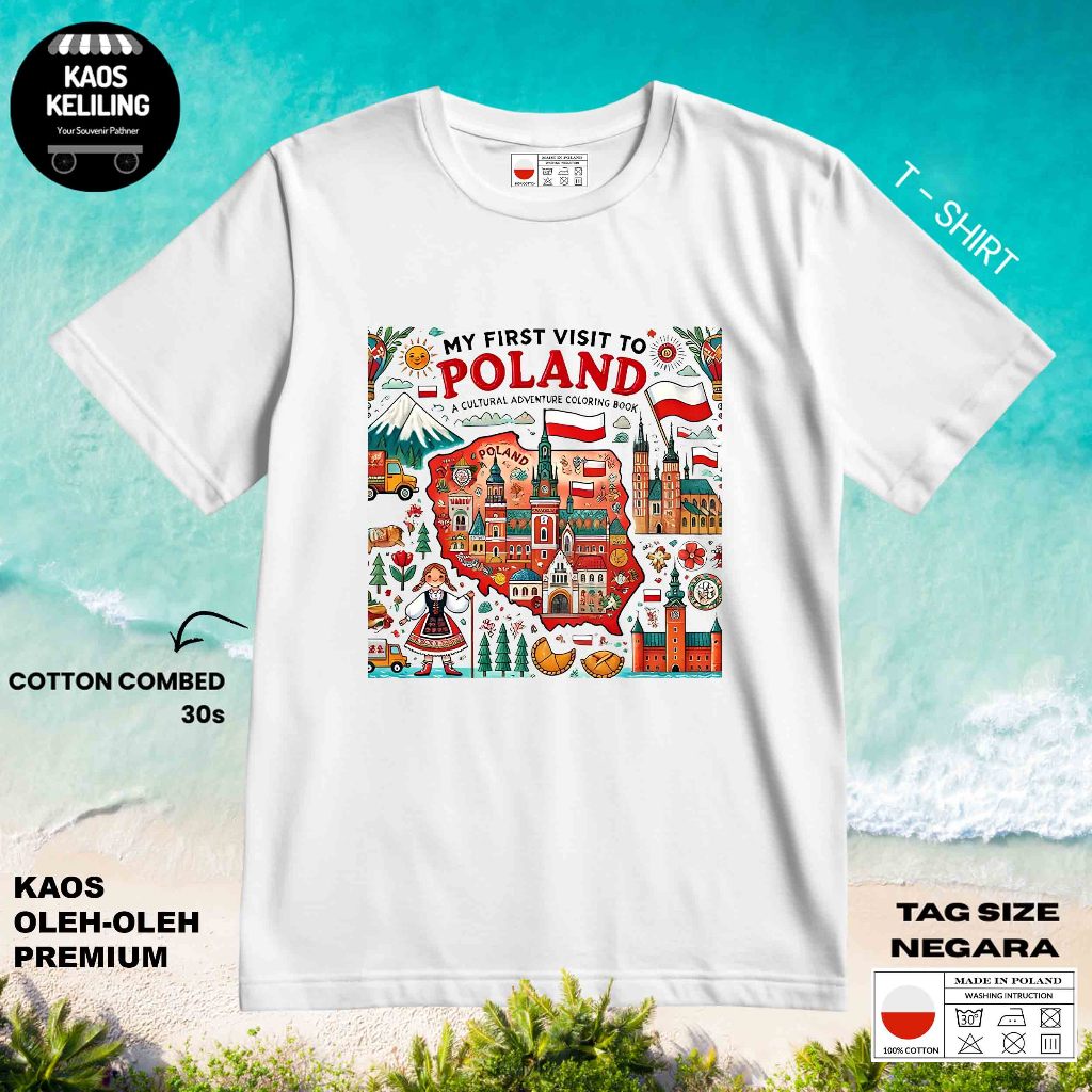 POLAND SOUVENIR เสื้อยืด 10 พร้อม POLAND LABEL TAG ASLCI PREMIUM SOUVENIR CLOTHES ของขวัญ