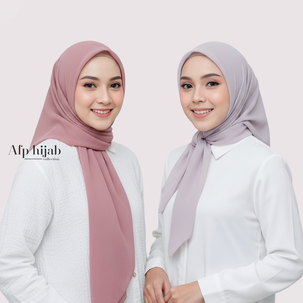ฮิญาบโพลีคอตตอนทรงสี่เหลี่ยมธรรมดาพร้อมเย็บขอบเรียบร้อย - Afp yourstyle