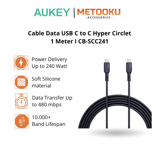 AUKEY 240W สายชาร์จซิลิโคนชาร์จเร็วสุด 1 เมตร CB-SCC241