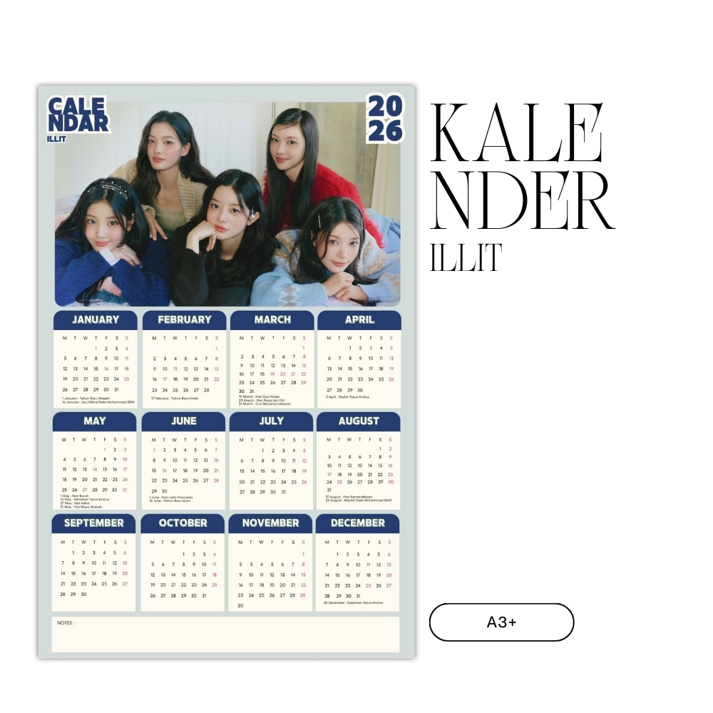 2026 CALENDAR ILLIT KPOP UNOFFICIAL KOREA GLLIT IROHA MINJU MOKA WHANEE YUNAH
