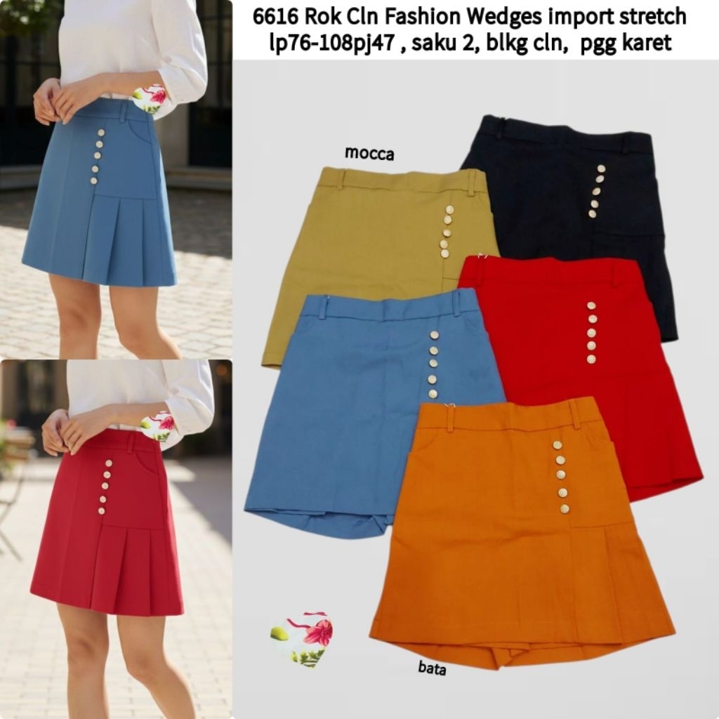 MS 6616 Cln กระโปรงเวดจ์แฟชั่นนําเข้ายืดจัมโบ้