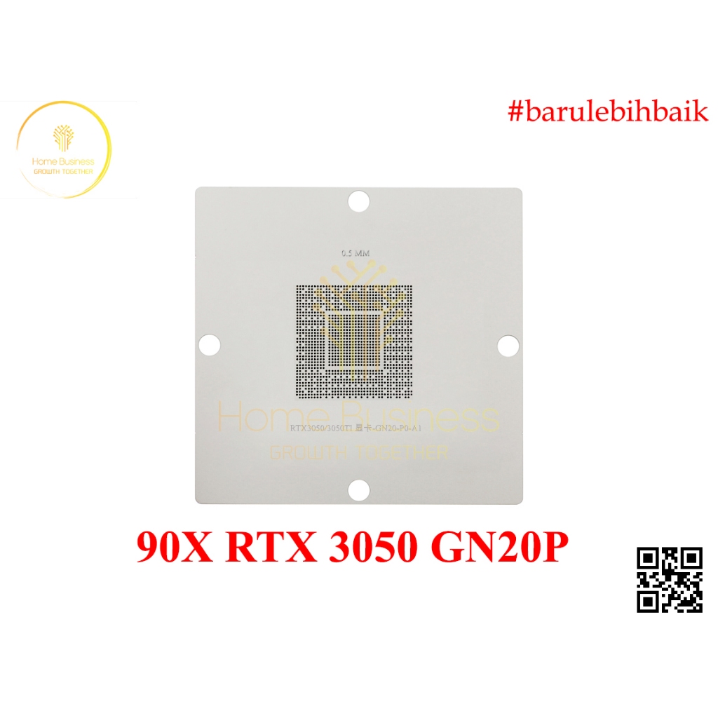 BGA ลายฉลุลายฉลุแผ่นแม่พิมพ์ 90X90 90X แม่แบบ Reballing GPU NVIDIA RTX 3050 / 3050Ti ชิปเซ็ต GN20-P0