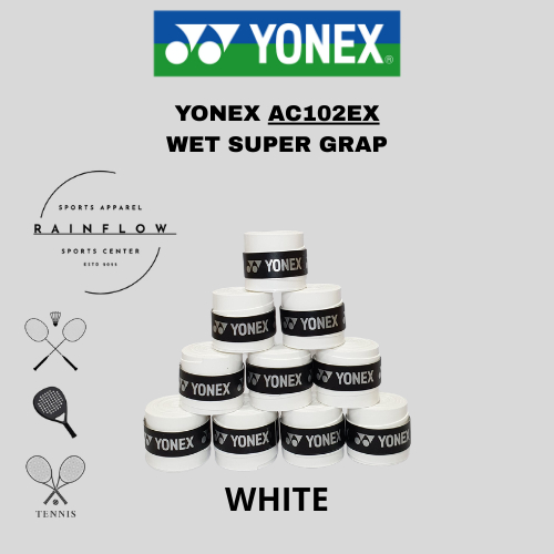 Yonex AC 102 EX / AC102EX ไม้แบดมินตัน Rubber Grip - WET SUPER GRAP TAPE ของแท้ 100% - สีขาว