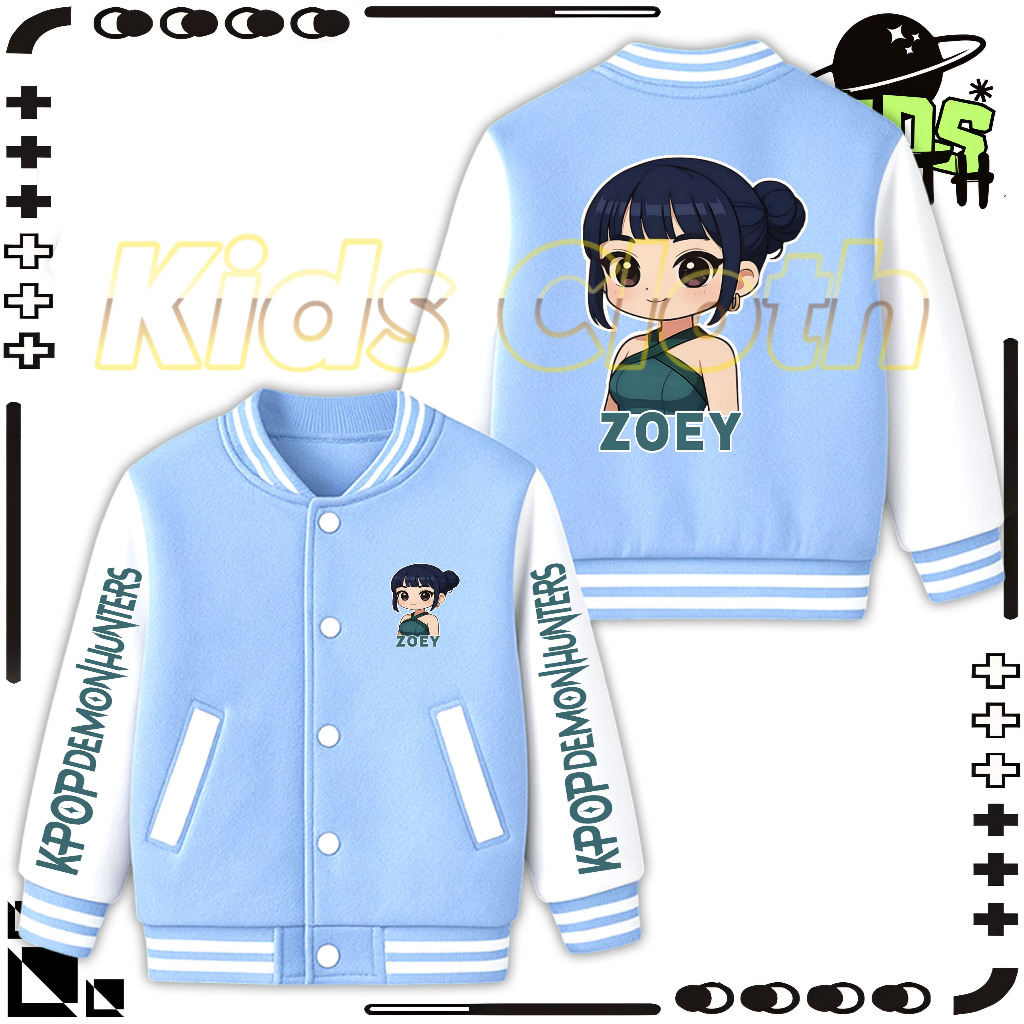 Demon Hunter Zoey Kpop เสื้อแจ็คเก็ตเด็ก / นักล่าปีศาจ Zoey Kpop Kids Varsity Jacket