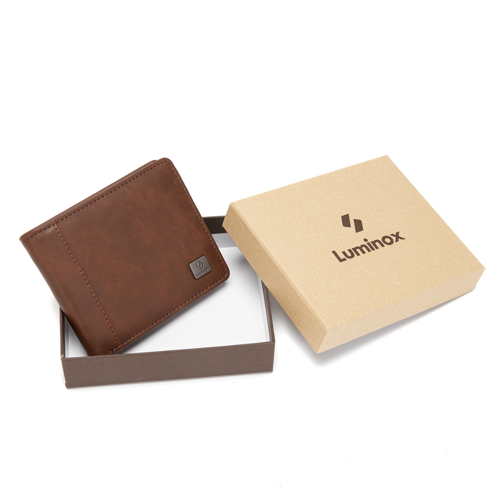 Luminox Luxe Mens Casual PU Wallet - กระเป๋าสตางค์พับพร้อมกล่องพิเศษฟรี