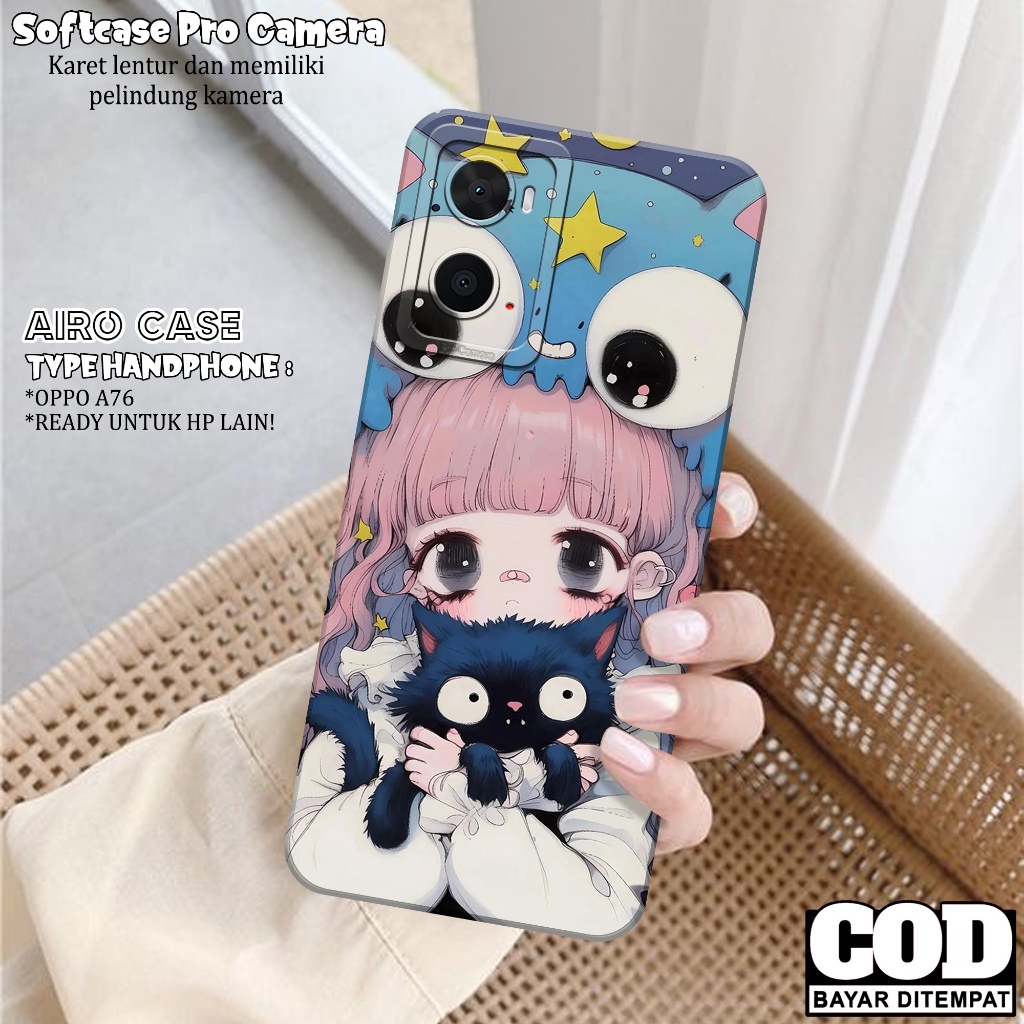 เคส Oppo A76 - เคส Oppo A76 Softcase - เคสแฟชั่นการ์ตูน - เคส Oppo A76 - Pro Camera Softcase - Tpu -
