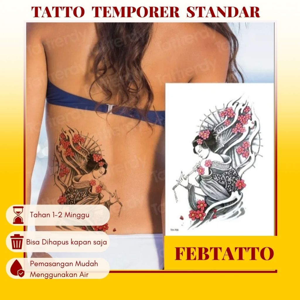รอยสักชั่วคราวขนาด 21cmx15cm Aesthetic Tattoo ฮาลาลขายส่ง Tattoo geisha TH 766