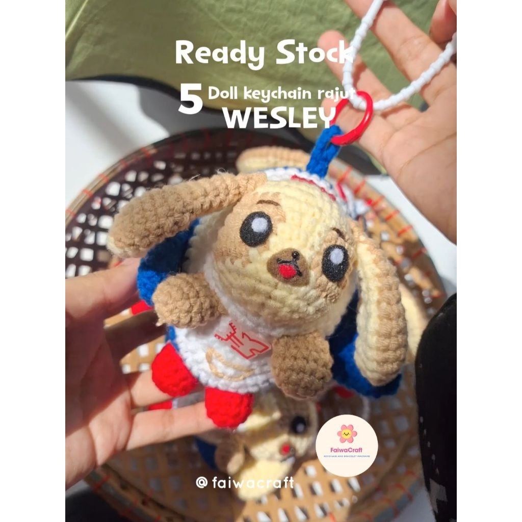 (FAIWACRAFT) พวงกุญแจตุ๊กตาถัก SMYLE & WESLEY