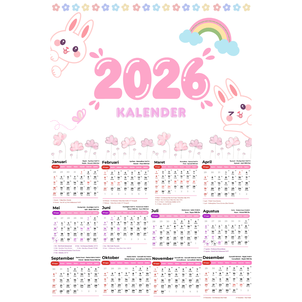 2026 CALENDAR A3+ ขนาดที่กําหนดเองพร้อมตลาดชวาพร้อมคลิปวาล์ว CALENDAR PRINT CALENDAR