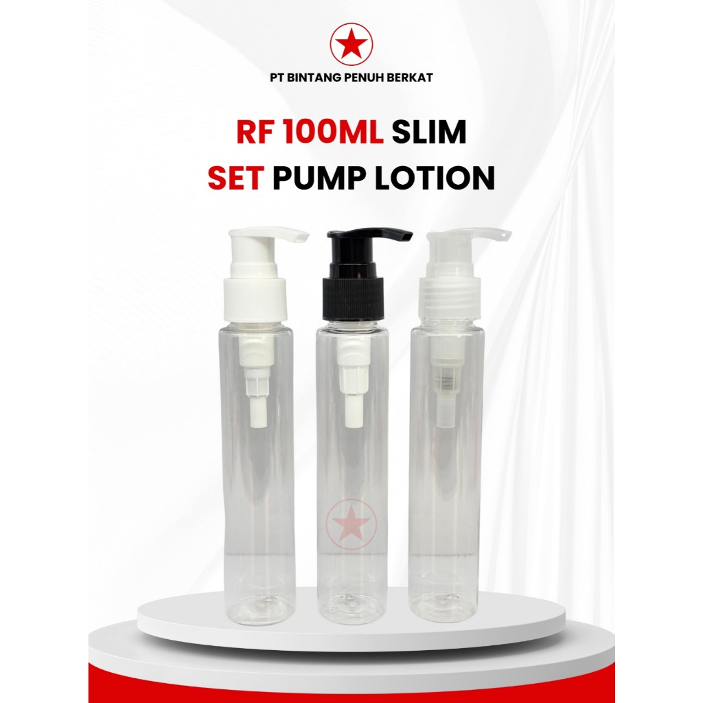 RF BOTTLE 100ML SLIM N24 CLEAR CAP PUMP LOTION N24 BLACK WHITE CLEAR 100 ML N 24
