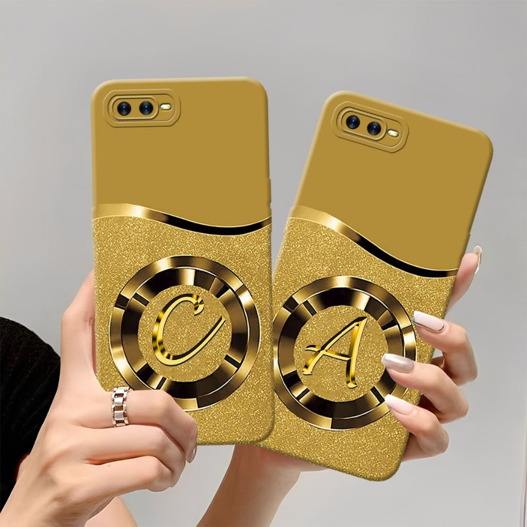 (FA-01) OPPO A3S - REAL C1 Softcase Procamera Silicon Case motif cicle gols latter initials Silicon 