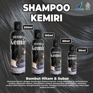 [ BPOM & HALAL ] Shampoo Pemanjang Rambut Menebalkan dan Menghitamkan Rambut Anti Ketombe Kemiri Bakar Hitam Shampo 60ML/100ML TERLARIS