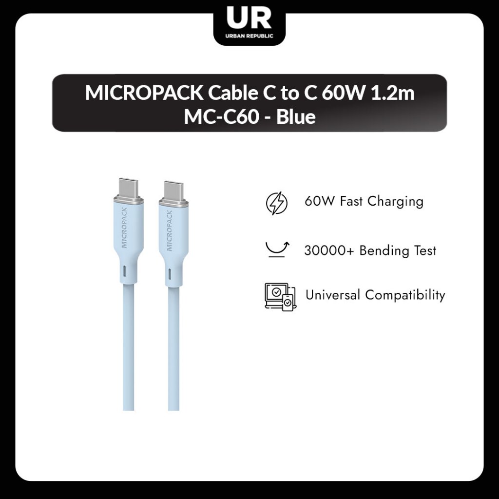 สาย MICROPACK C to C 60W 1.2m MC-C60 - สีฟ้า
