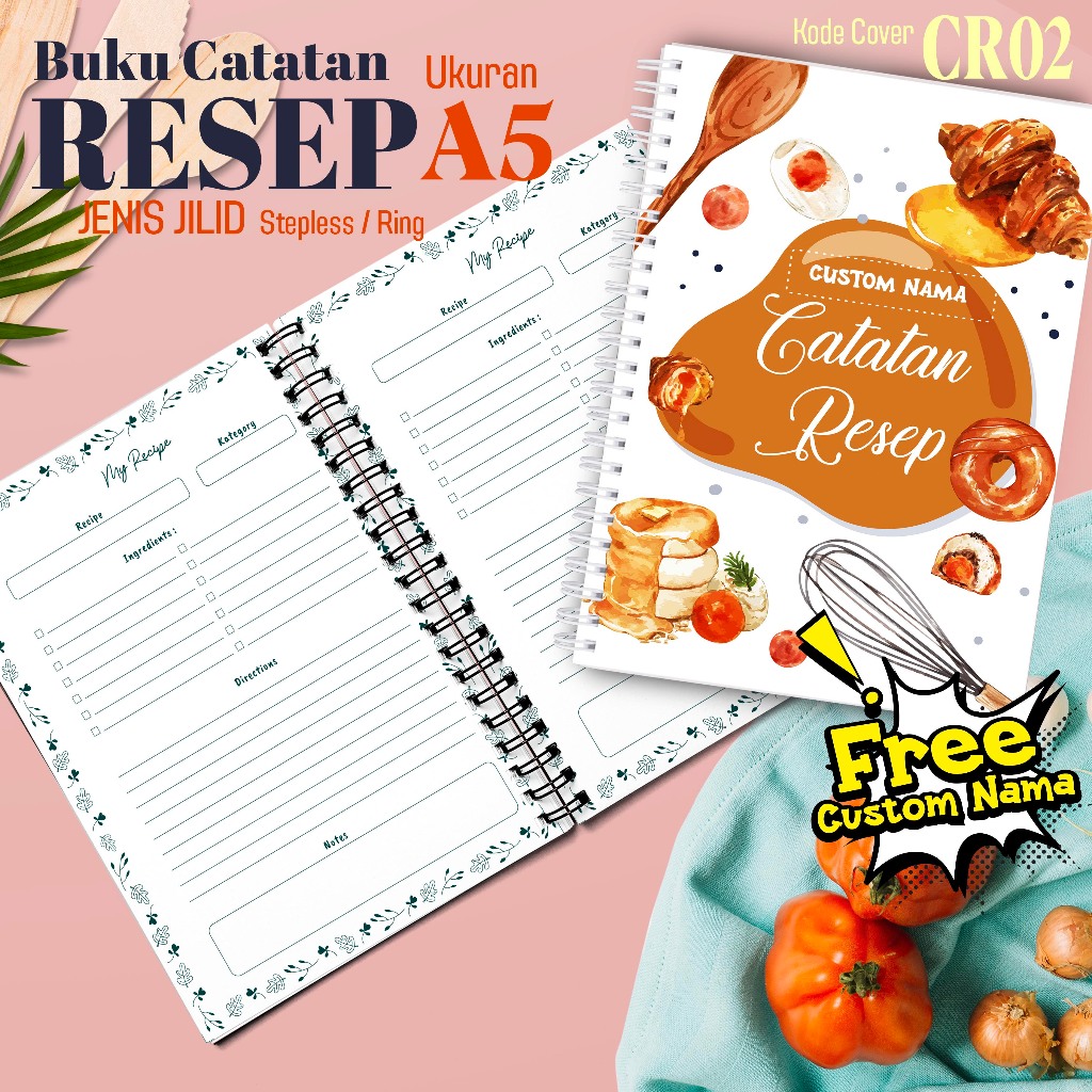 สมุดโน๊ตสูตร Shabby A5 Hanabi – ชื่อที่กําหนดเอง | ฝาครอบมัน CR02