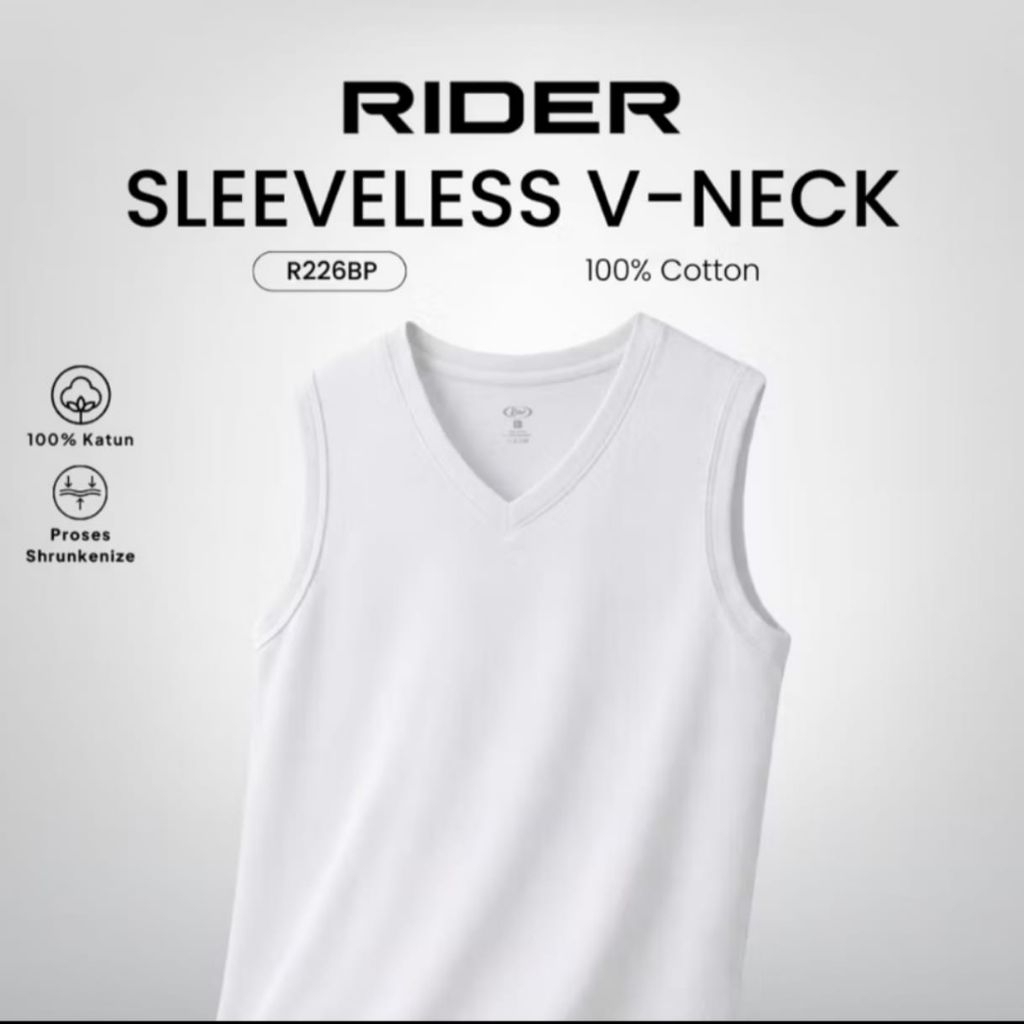 KATUN Rider Tanktop Men - Rider Sleeve R226 - V neck White Plain Cotton Original