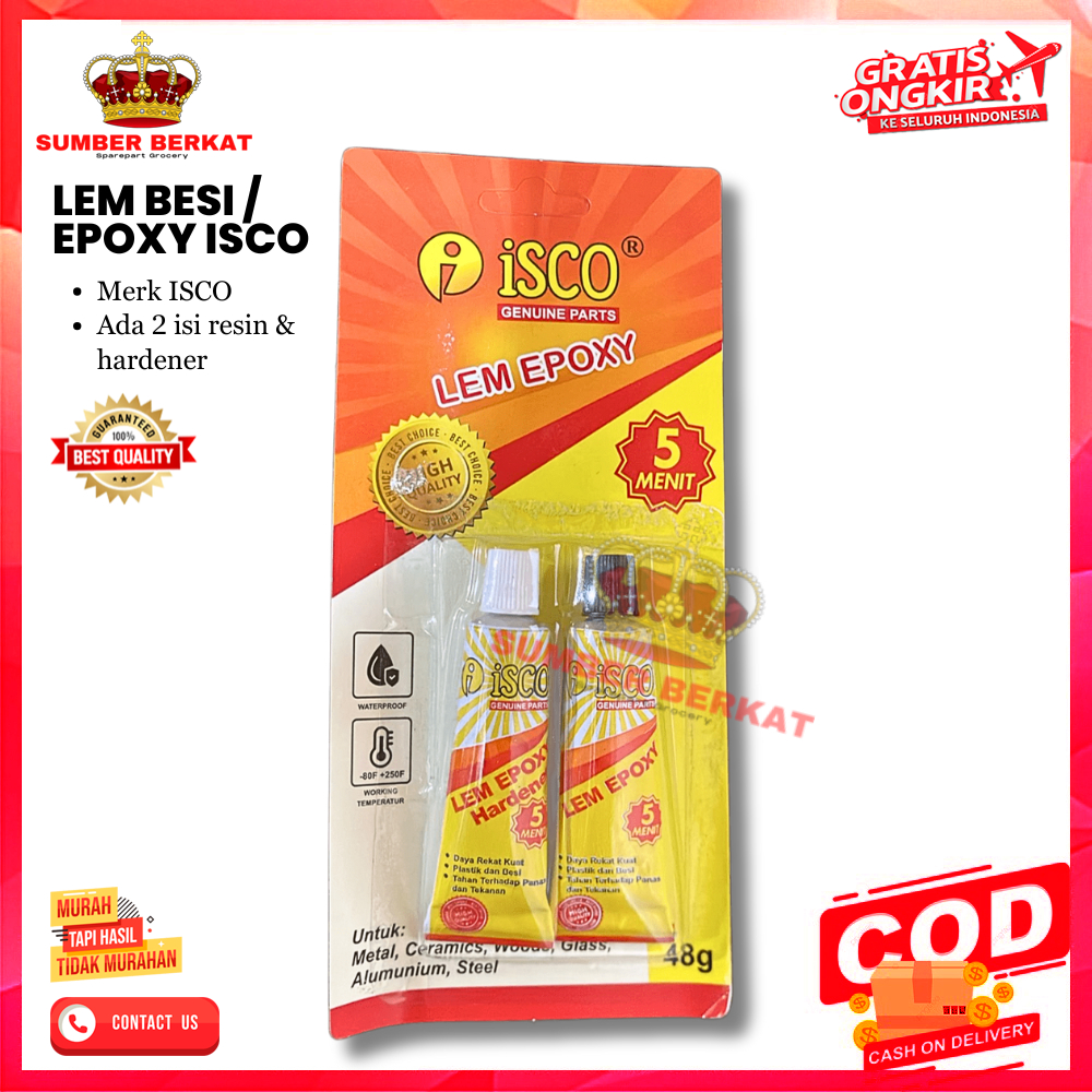 ISCO BRAND IRON GLUE / EPOXY GLUE COTENTS 2 RESIN & HARDENER