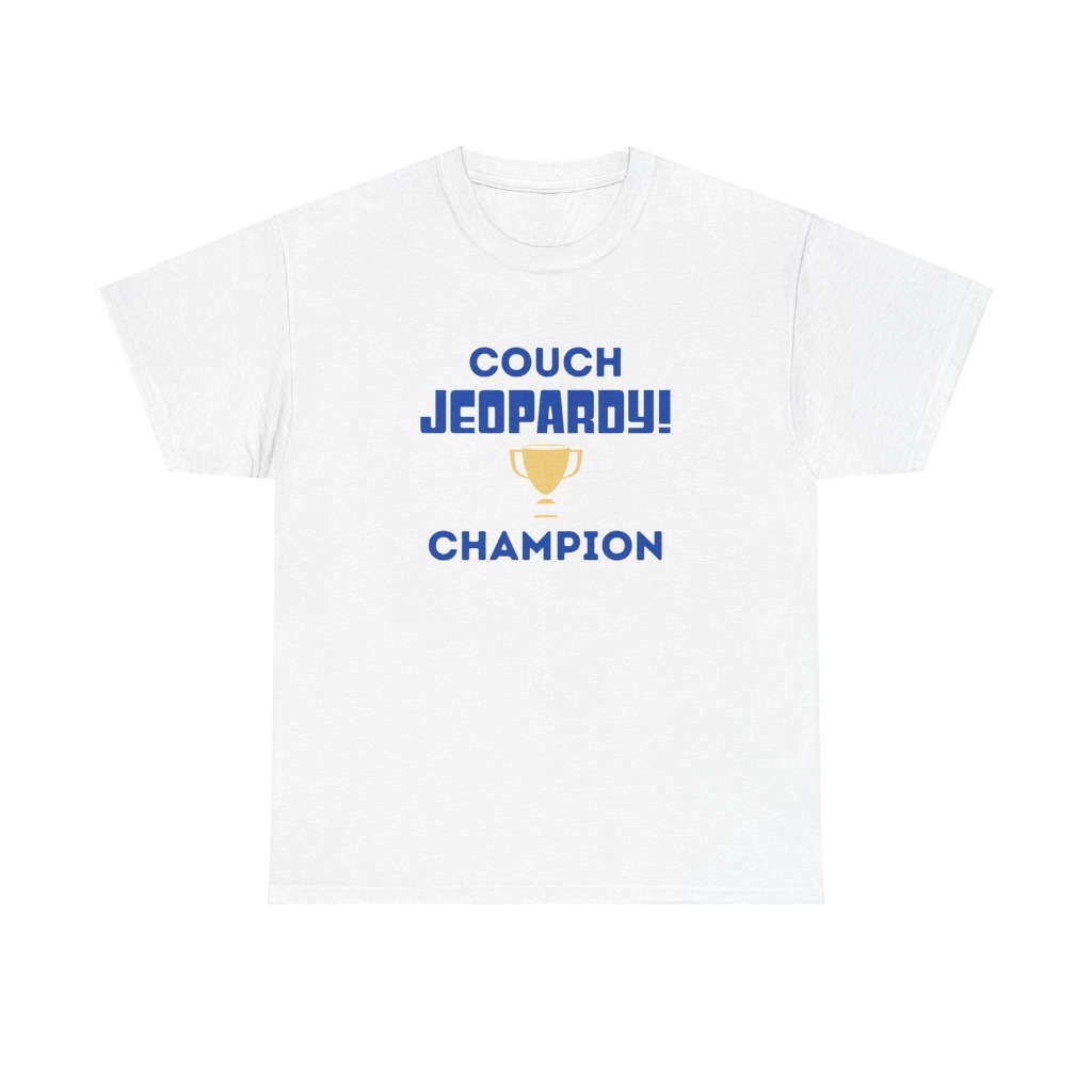 ที่นอน Jeopardy เสื้อยืดลําลองสไตล์มินิมอล โลโก้แชมป์โซฟา 4.