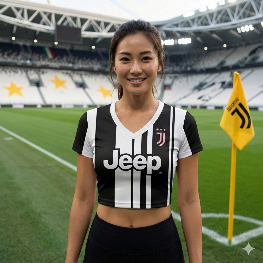 JUVENTUS V-NECK JERSEY CROP TOP