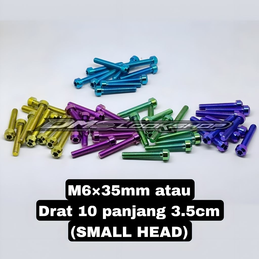 สลักเกลียวไทเทเนียม GR5 M6+335mm เกลียว 10 ยาว 3.5cm หัวเล็ก