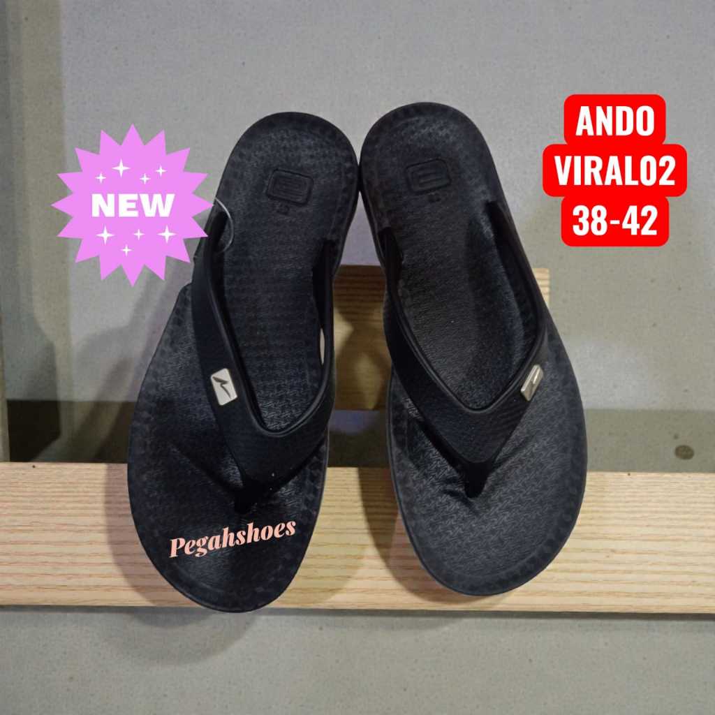 รองเท้าแตะผู้ชาย Ando Viral 02 สีดํายืดหยุ่น ANDO