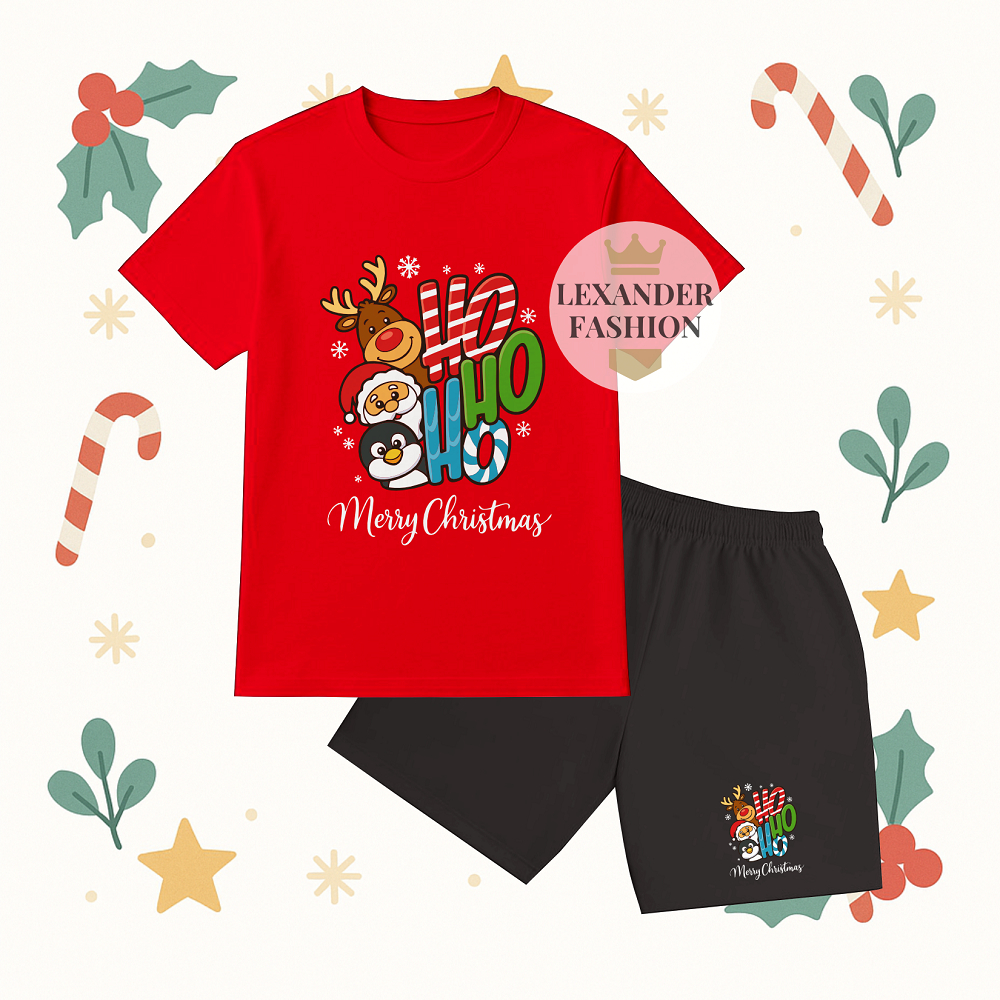 Lexander Fashion Kids Black Pants Set for Girls and Boys Christmas Theme Merry Christmas Trio Merry 