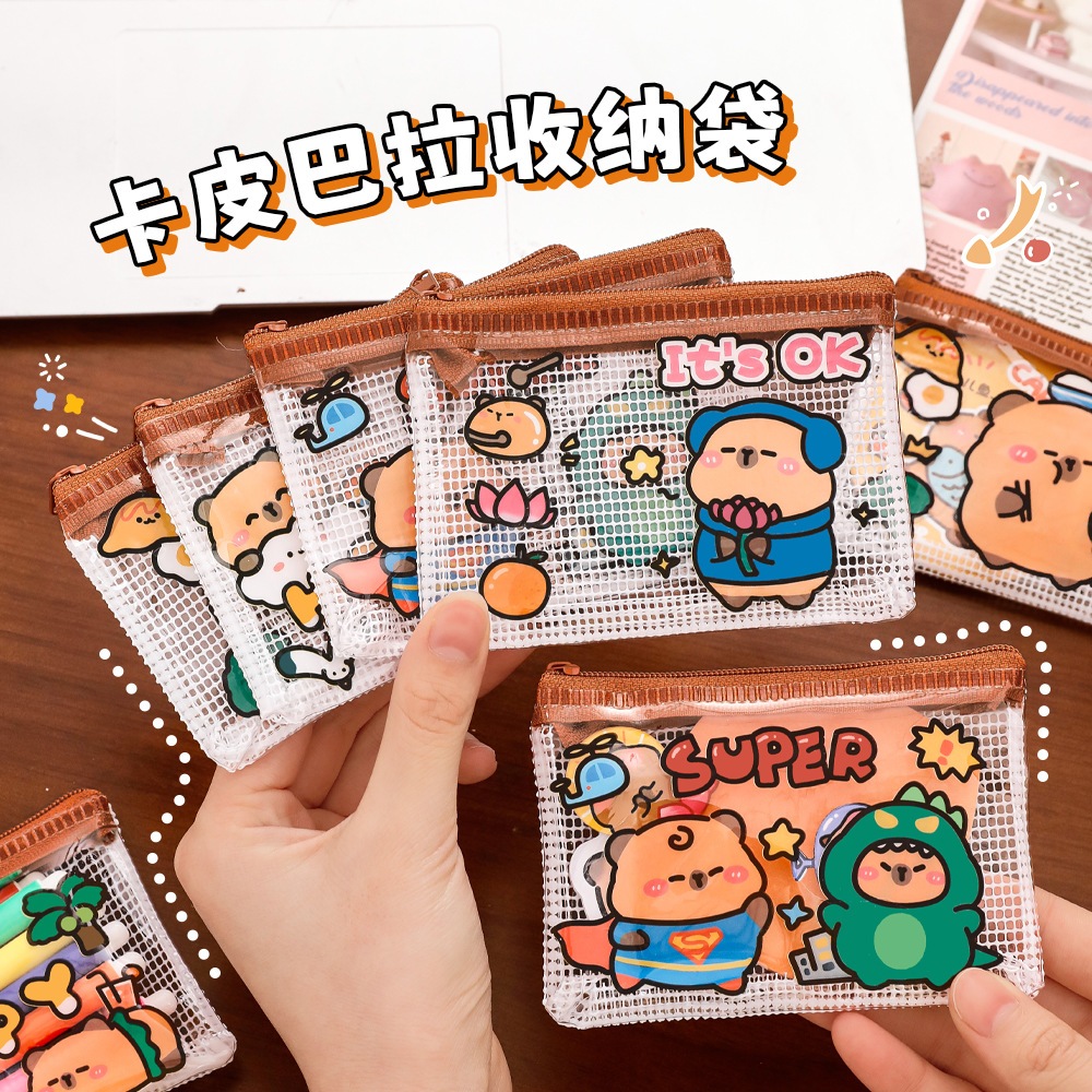 PVC CAPYBARA COIN WALLET MIX OTHER CHARACTERS CUTE // CUTE CARTOON NET MULTIPURPOSE POUCH WALLET // 