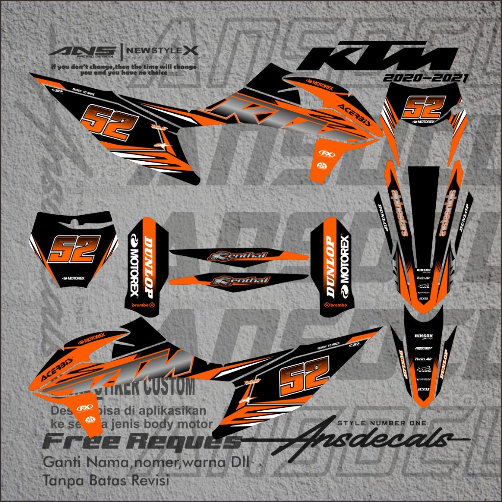 รูปลอก KTM 250 2020 Full Body Decal KTM 2020 ไวนิลแบบกําหนดเอง Anti-Fade ฟรีขอ