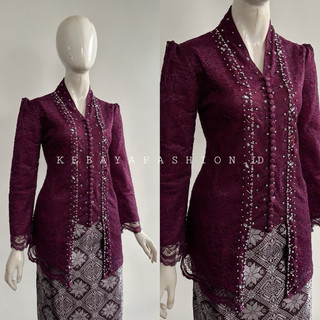 New Arivall Kebaya Ivory Brukat Lace Premium Kebaya Kancing Bungkus 25 Kombinasi Payet Kerah Vinex Terbaru