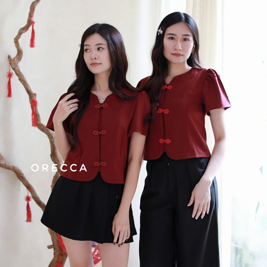 Orecca - เสื้อ CNY ตรุษจีนแขนสั้นผู้หญิง Bai Lu