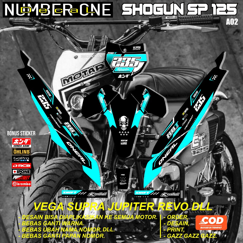 สติ๊กเกอร์ RBT SHOGUN SP 125 MOTOR RBT BEBEK MODIF SUPERMOTO YZ CRF KLX KX KTM RBT รหัส A02