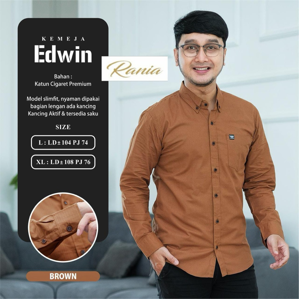 เสื้อ KEMEJA Edwin ทําจากผ้าฝ้ายบุหรี่พรีเมียม by Athaya