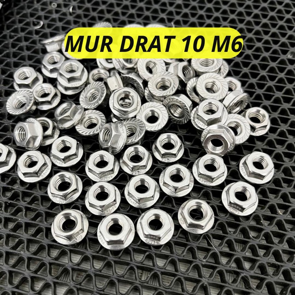 น็อตและน็อต 10 ตัว สแตนเลส m6 ป้องกันสนิม