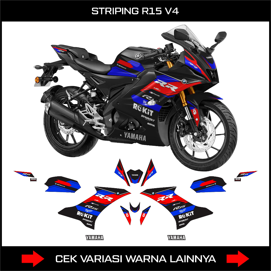STRIPING R15 V4 YZFV4 / สติ๊กเกอร์รูปลอก YAMAHA YZF V4 R15V4