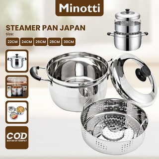 Minotti Panci kukusan tutup kaca ukuran besar Panci Kukus 2 Susun Panci Kukus Stainless Steel Dandang Panci Steamer Langseng Sarangan Panci kukusan stainless steel panci kukusan Panci kukusan kecil dandang panci kukus dandang kukus