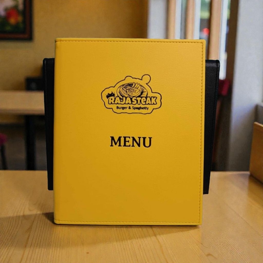 RESTAURANT CAFE HOTEL MENU BOOK CUSTOM EMBOSED โลโก้หนัง MATERIAL A5 ขนาด