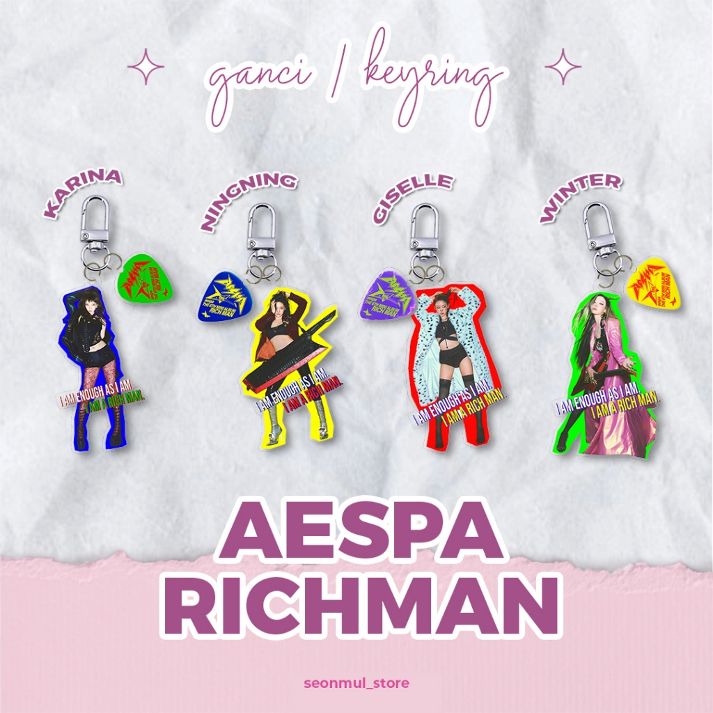 AESPA RICHMAN KEYCHAIN / RICH MAN AESPA KEYCHAIN / AESPA I AM A RICHMAN HOOK KEYCHAIN