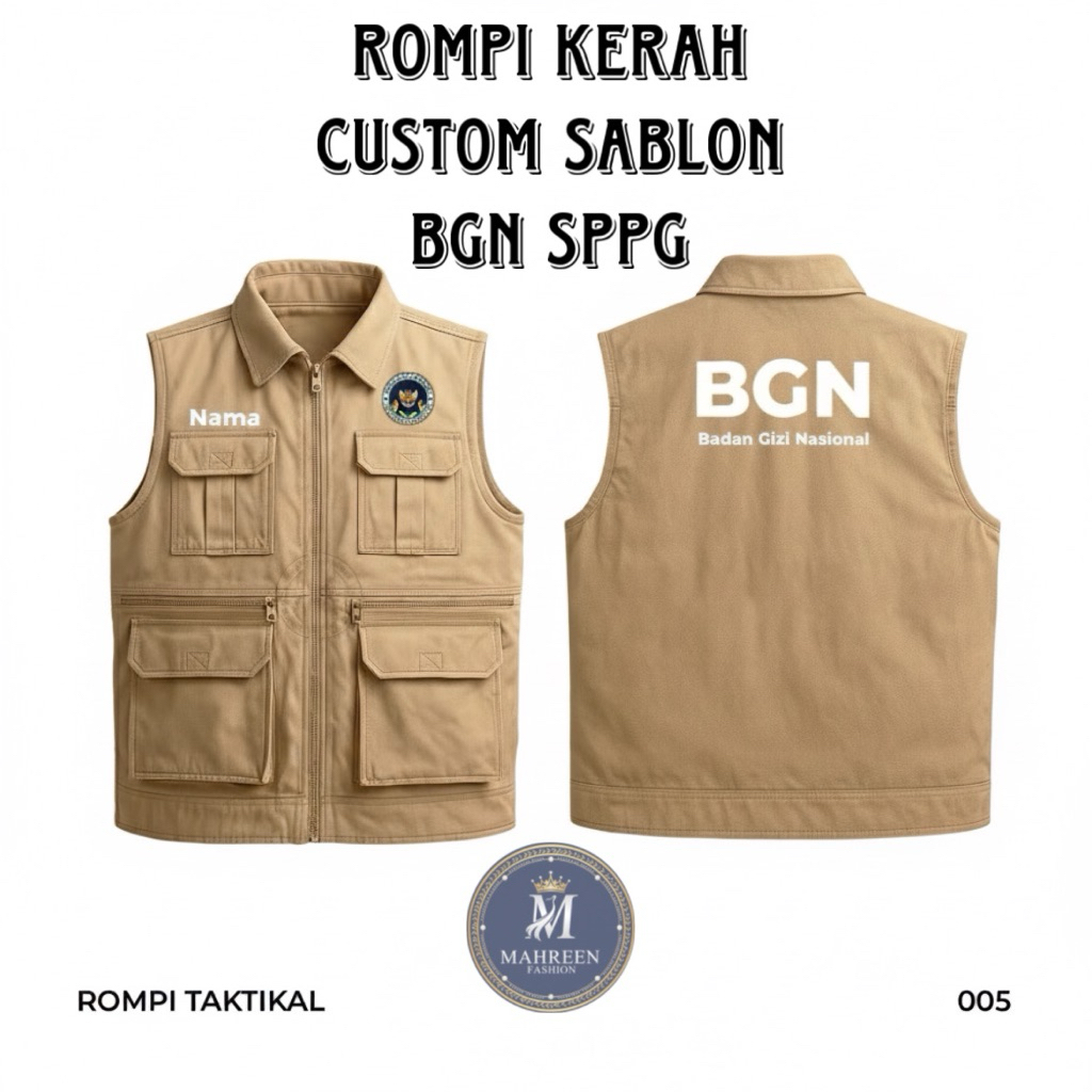 เสื้อกั๊กคอปกแบบกําหนดเองพร้อมดีไซน์โลโก้ BGN เอสพีพีจี