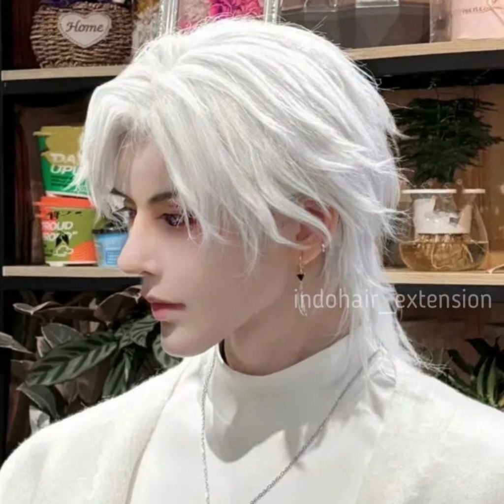 INDOHAIR MENS WIG SHORT HAIR WOLFCUT MODEL WHITE และ COLORFUL รหัสสี A5 สี