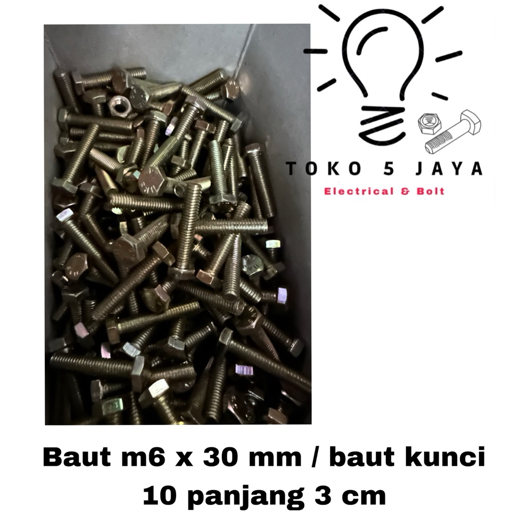 น็อต M6x30 / น็อตเกลียวละเอียด / น็อตกุญแจ 10 ตัว / น็อต m6X30mm