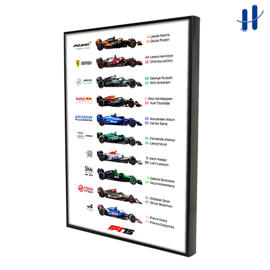 Haydecor F1 รถ 2025 กรอบตกแต่งผนังห้องแสดงวอลล์เปเปอร์ Racer